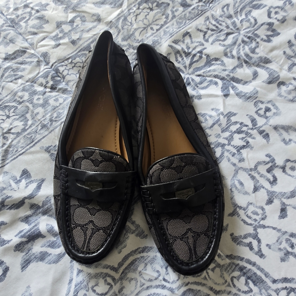 Coach Black Patterned Loafers